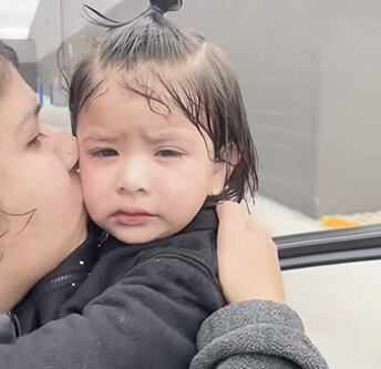 A young child exposed to tear gas in Cicero, Illinois, on November 8, 2025.